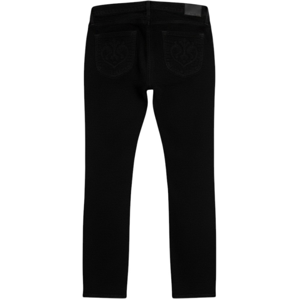 Siwy Corduroy‎ Jeans Women 31 -33 Black Straight Flare Leg Raw Hem Embroidered